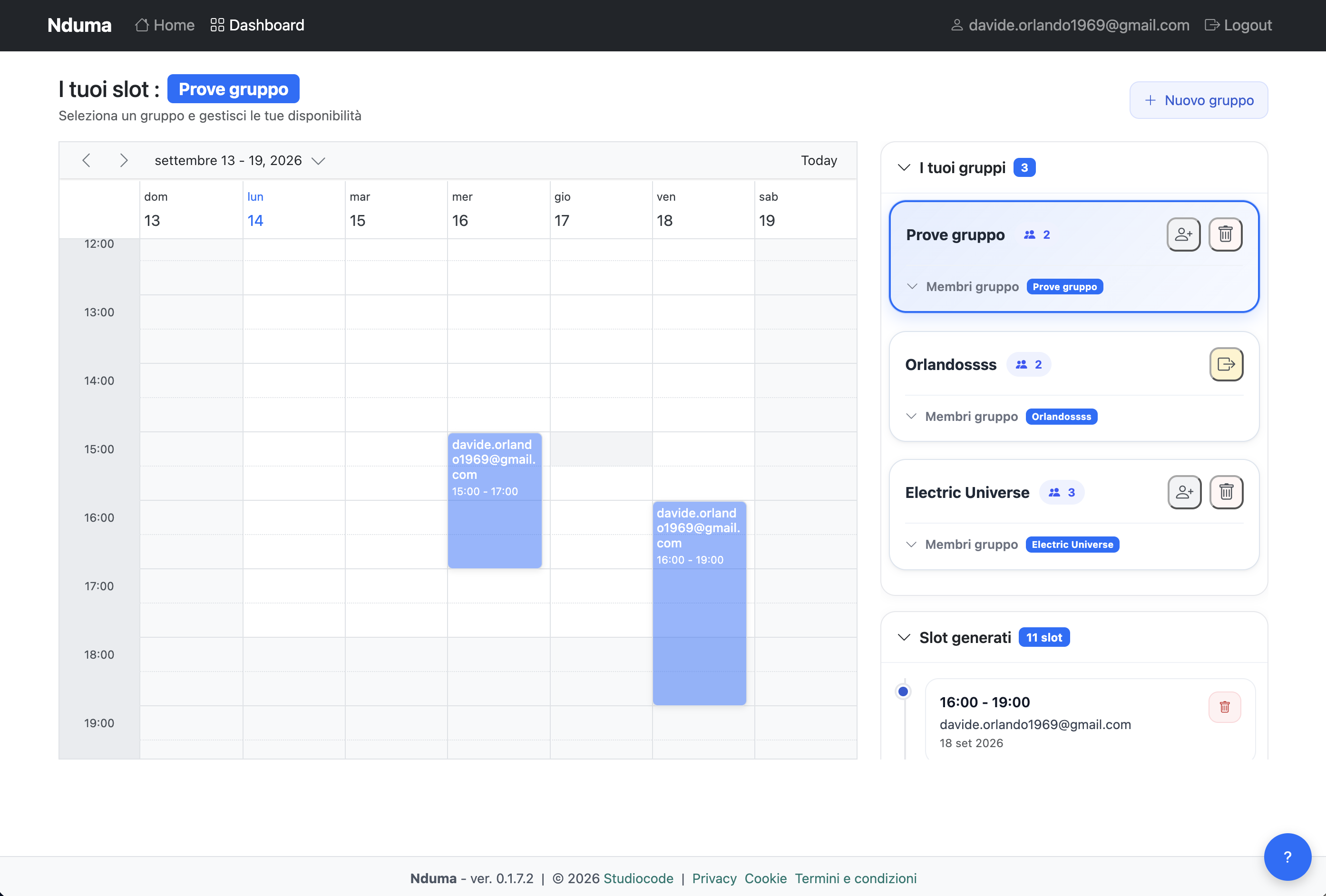 Dashboard italiana di Nduma